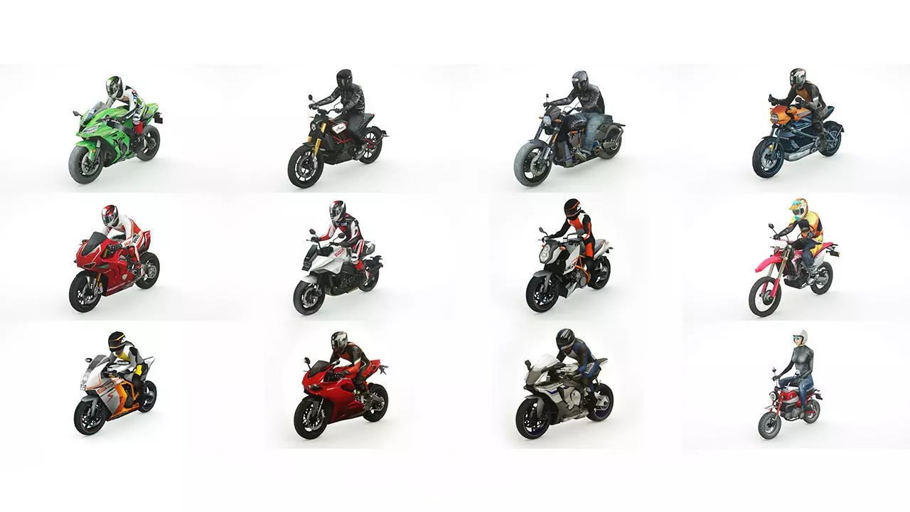 12 Low Poly Motorcycles Low-poly 3D model_0
