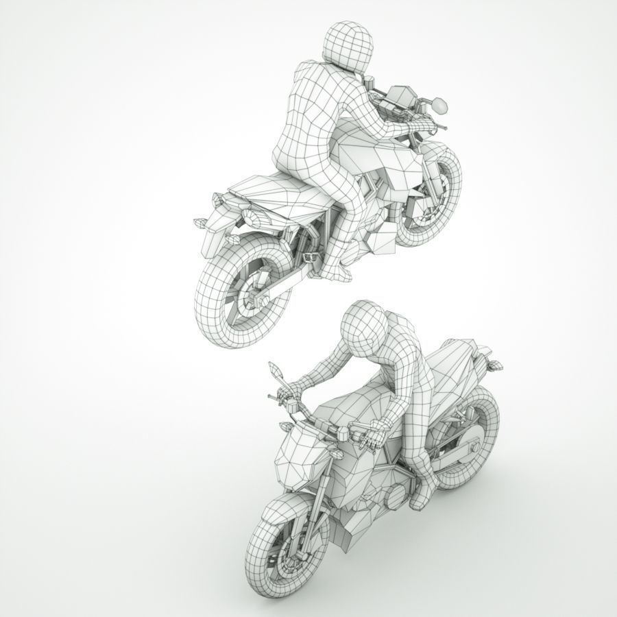 12 Low Poly Motorcycles Low-poly 3D model_26