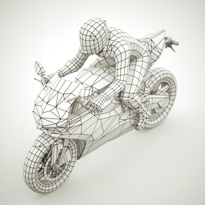 12 Low Poly Motorcycles Low-poly 3D model_17