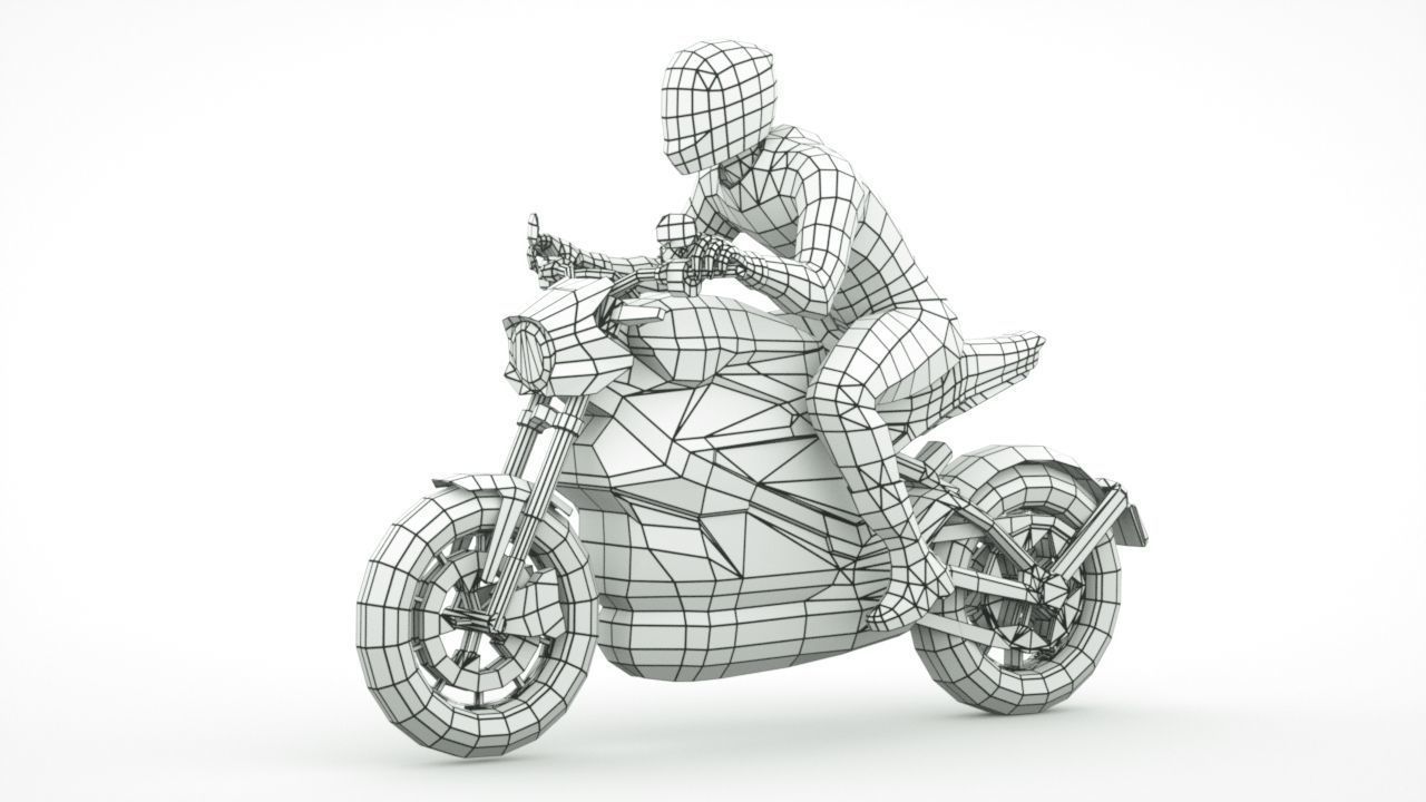 12 Low Poly Motorcycles Low-poly 3D model_24