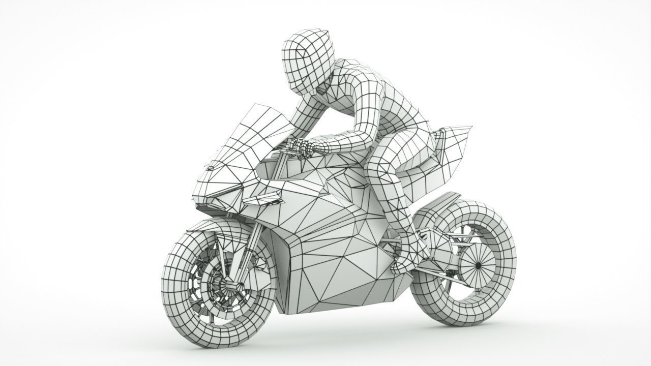 12 Low Poly Motorcycles Low-poly 3D model_25