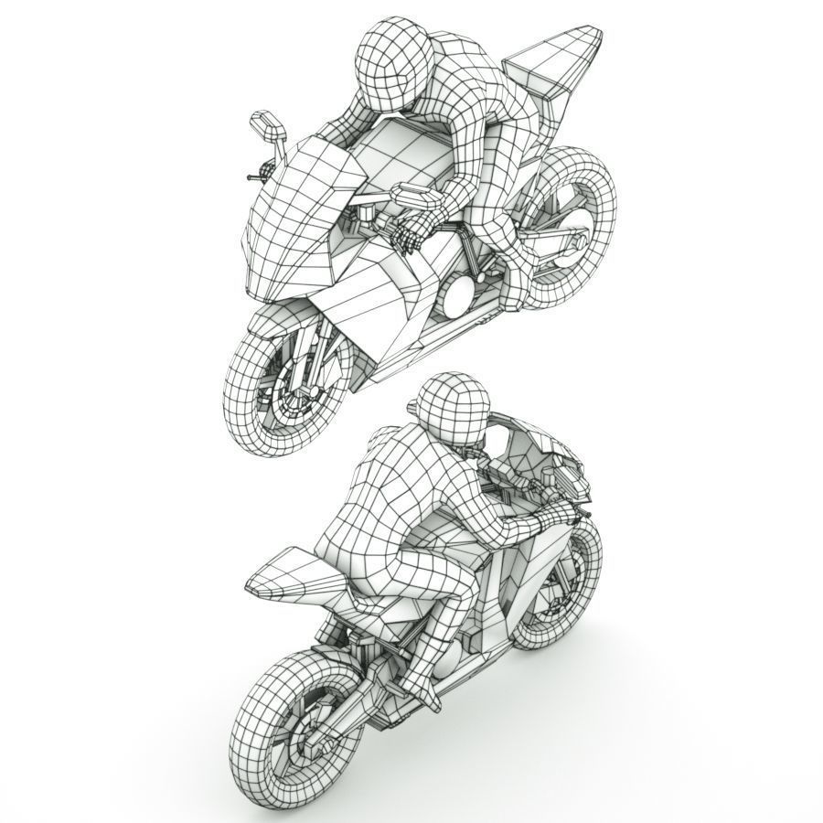 12 Low Poly Motorcycles Low-poly 3D model_34