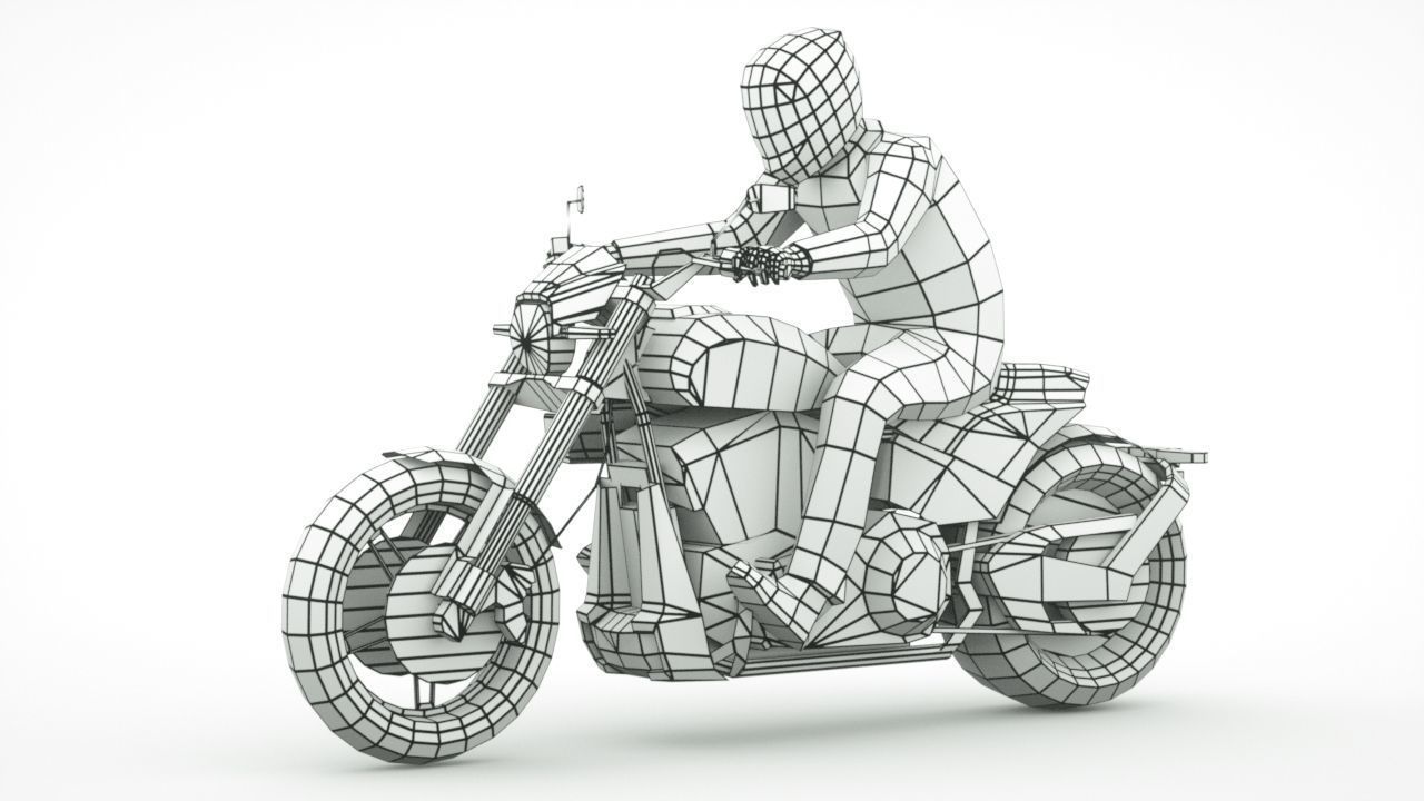 12 Low Poly Motorcycles Low-poly 3D model_18