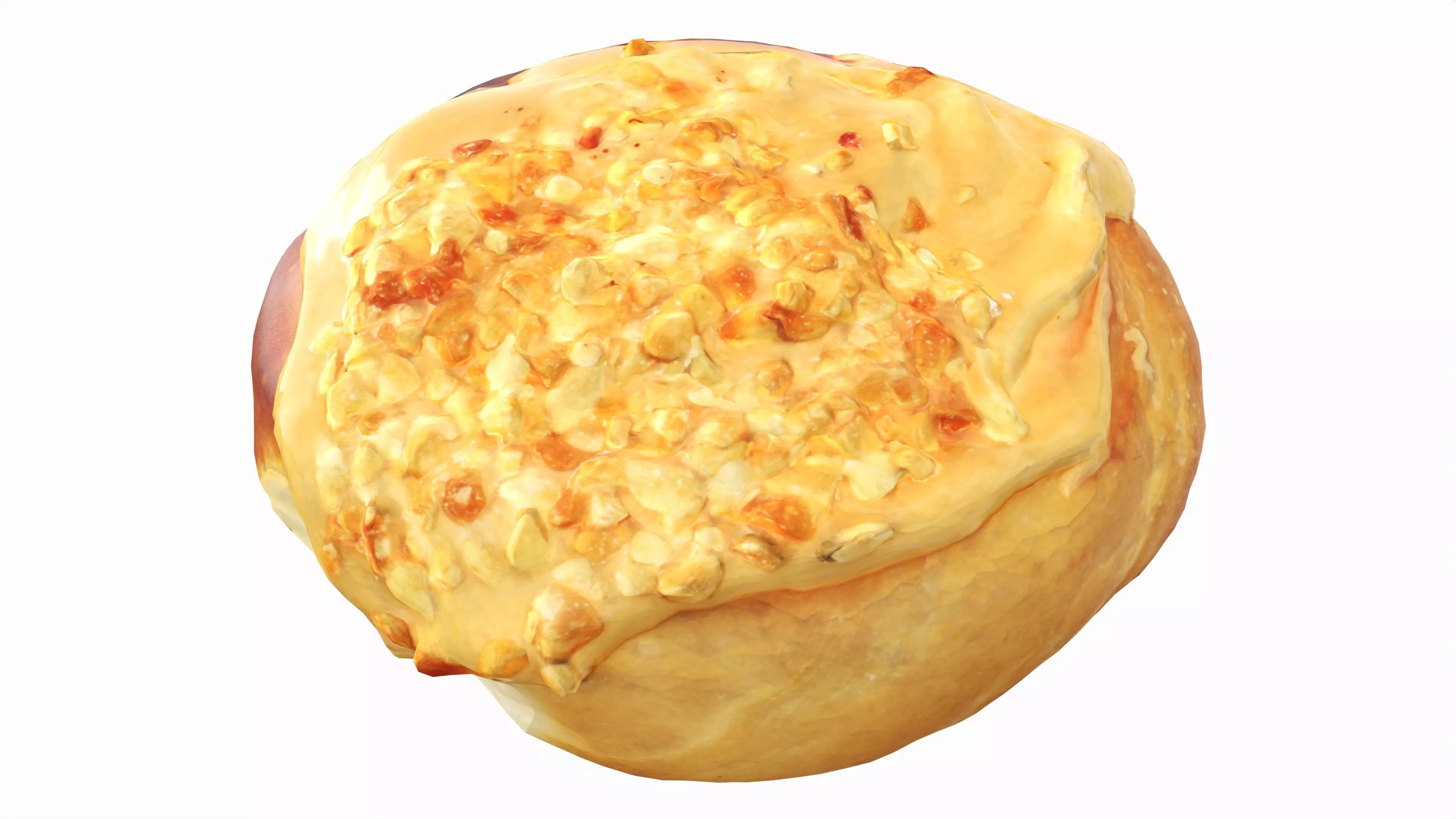 Roll with caramel and nuts Low-poly 3D model_0