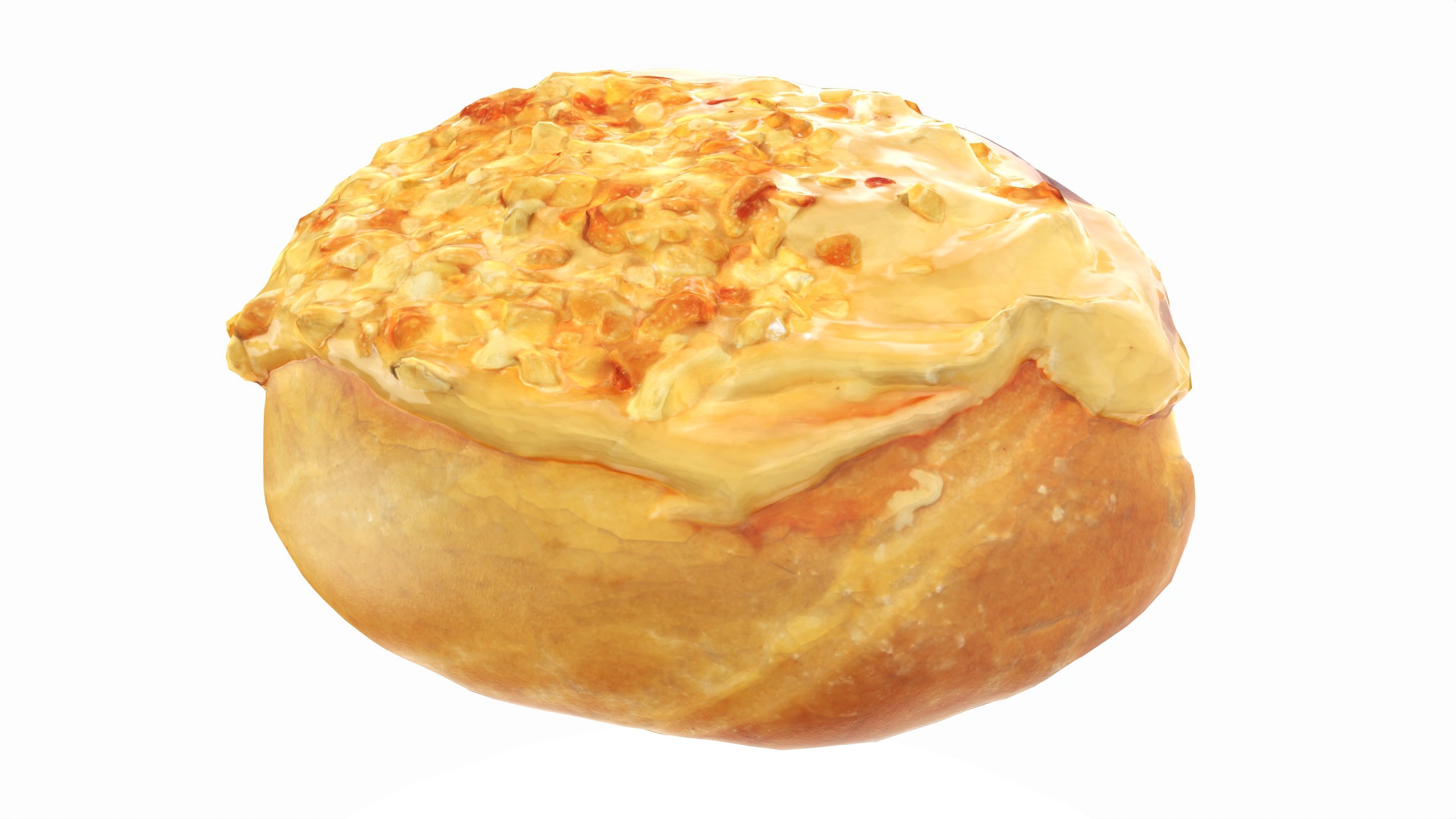 Roll with caramel and nuts Low-poly 3D model_2