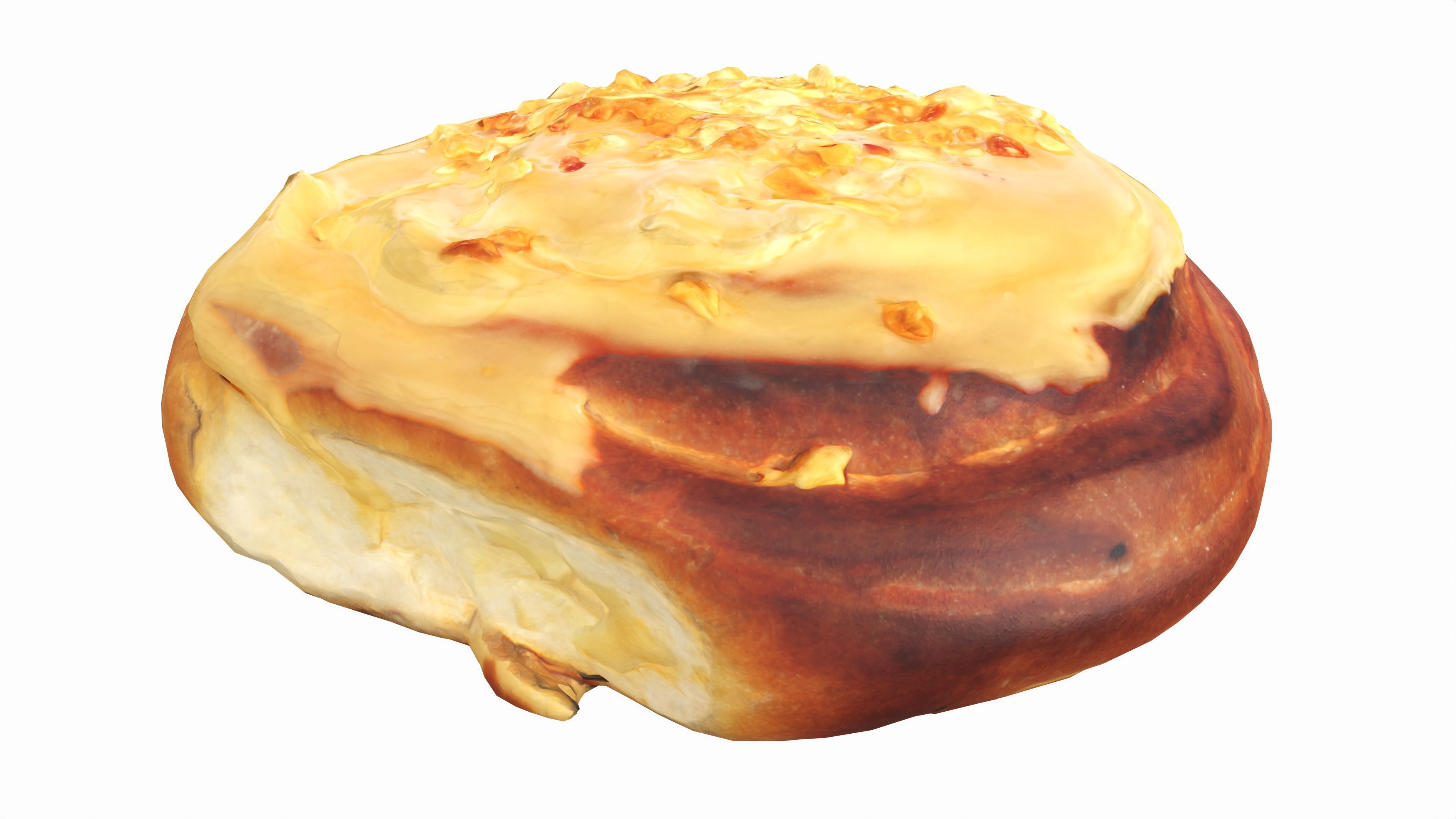 Roll with caramel and nuts Low-poly 3D model_1