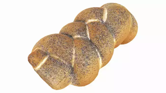 White bread with poppy seeds Low-poly 3D model