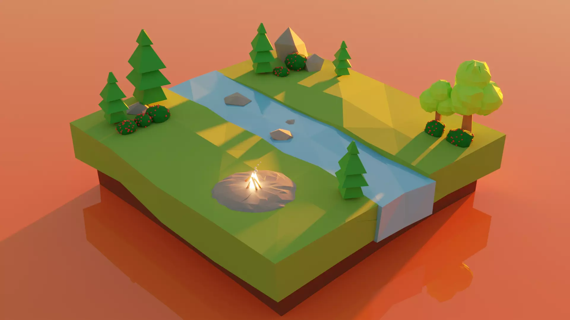 Low Poly Campsite Low-poly 3D model_0