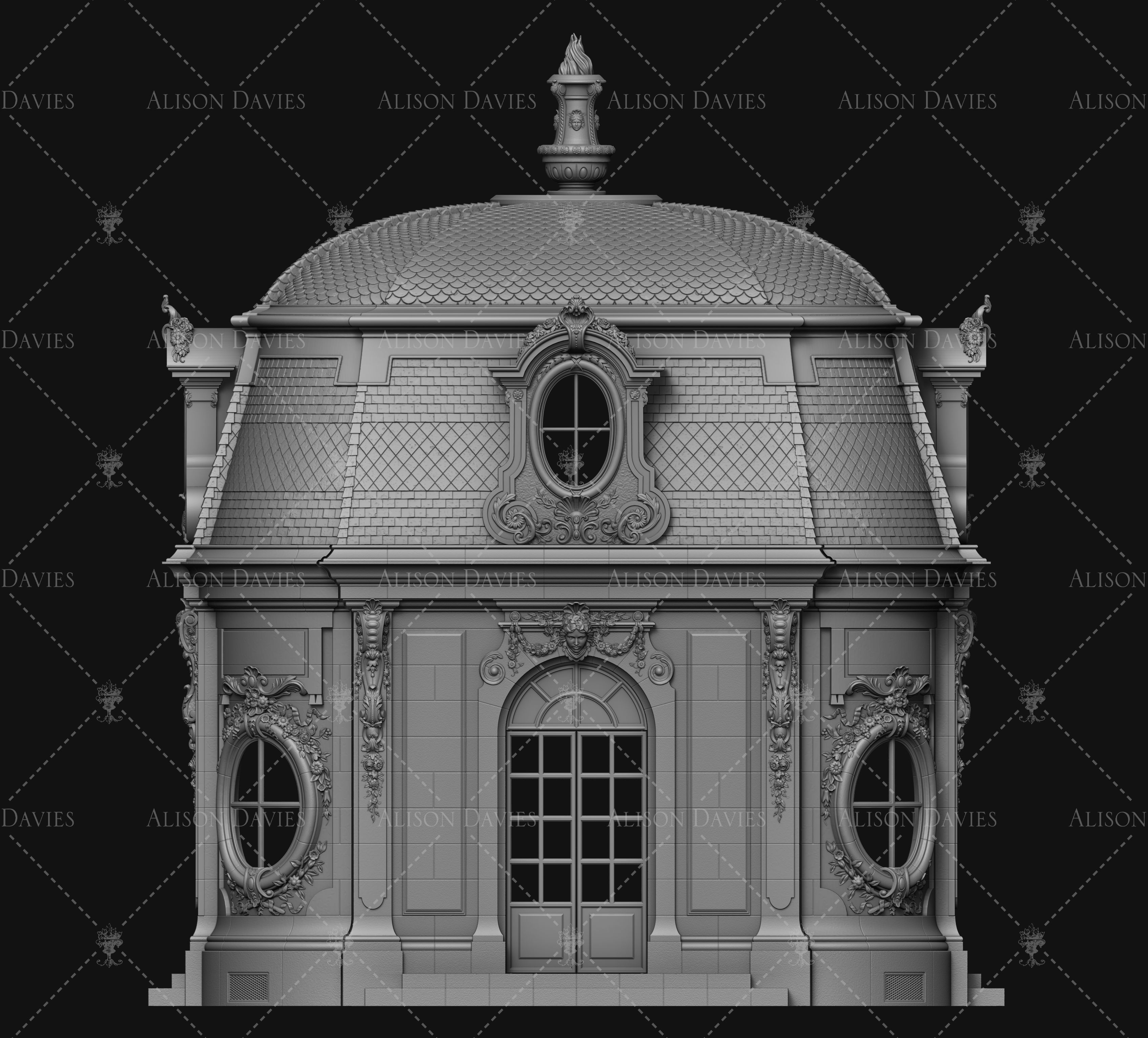 French Folly Ornate Building Chateau castle Palace 3D printable  3D print model_2