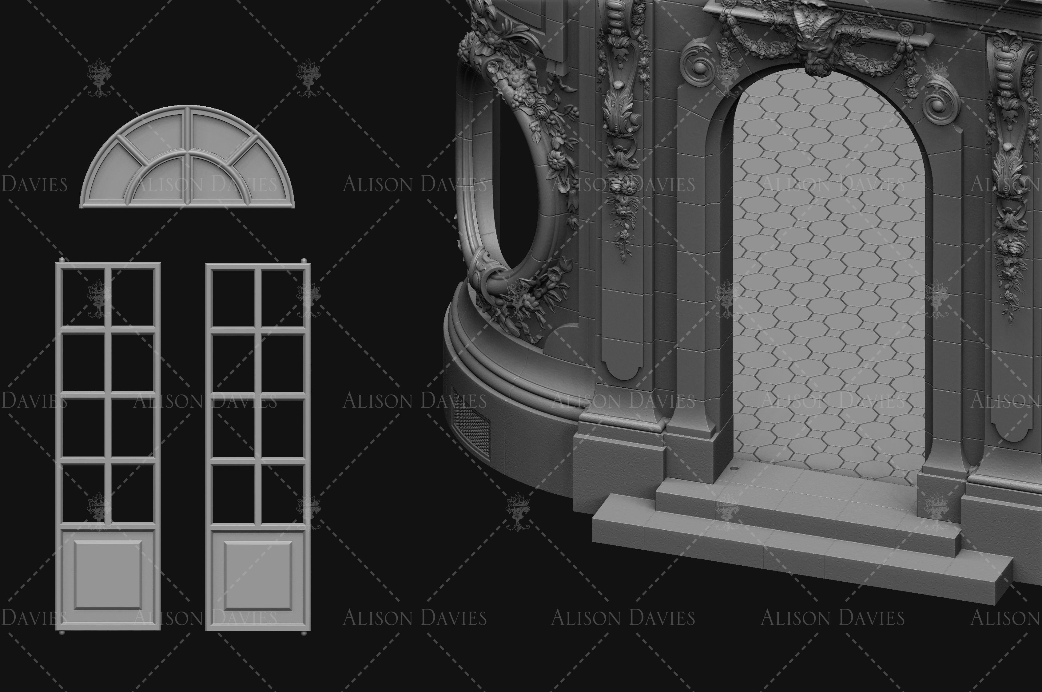 French Folly Ornate Building Chateau castle Palace 3D printable  3D print model_7