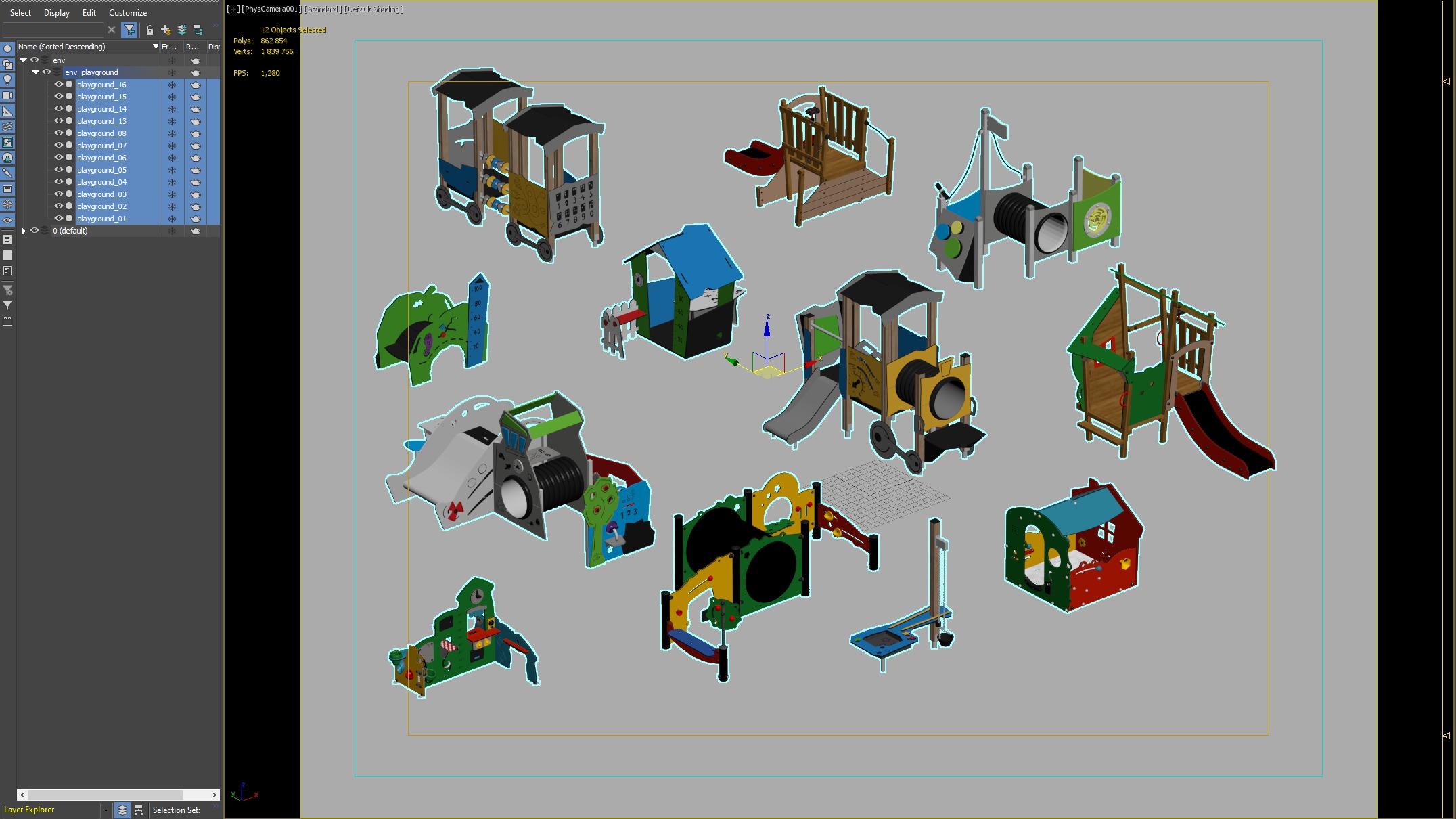 Creative Themed Playground Equipment Set 3D model_1