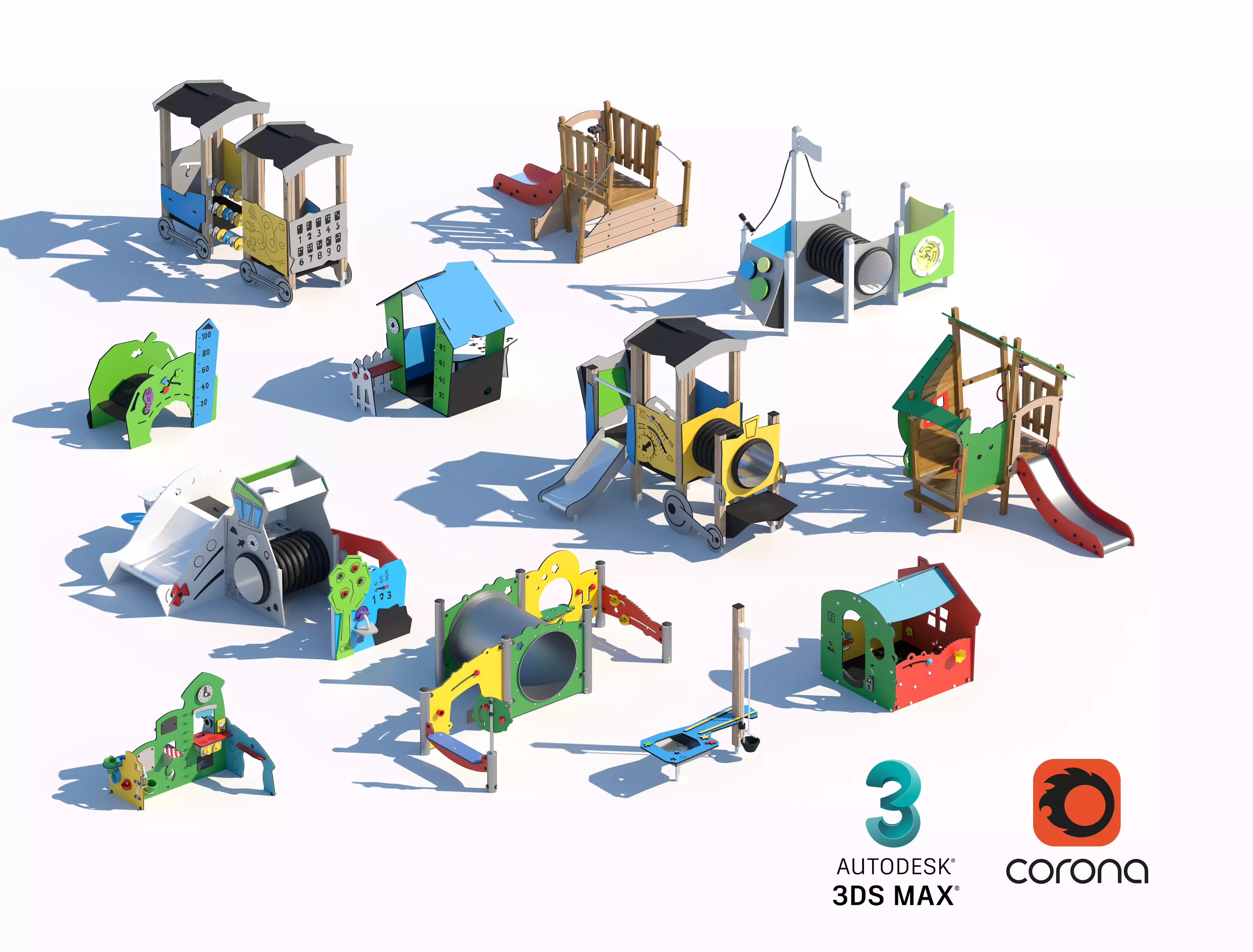 Creative Themed Playground Equipment Set 3D model_0