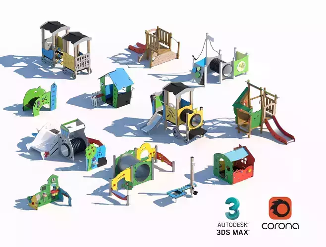 Creative Themed Playground Equipment Set 3D model