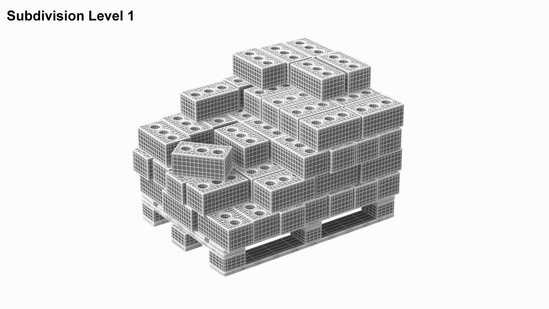 Concrete Bricks On Wooden Pallet 3D model_8