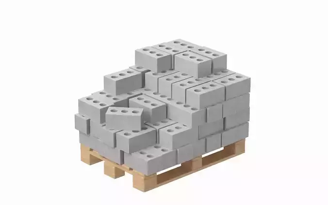 Concrete Bricks On Wooden Pallet 3D model Concrete Bricks On Wooden Pallet 3D model