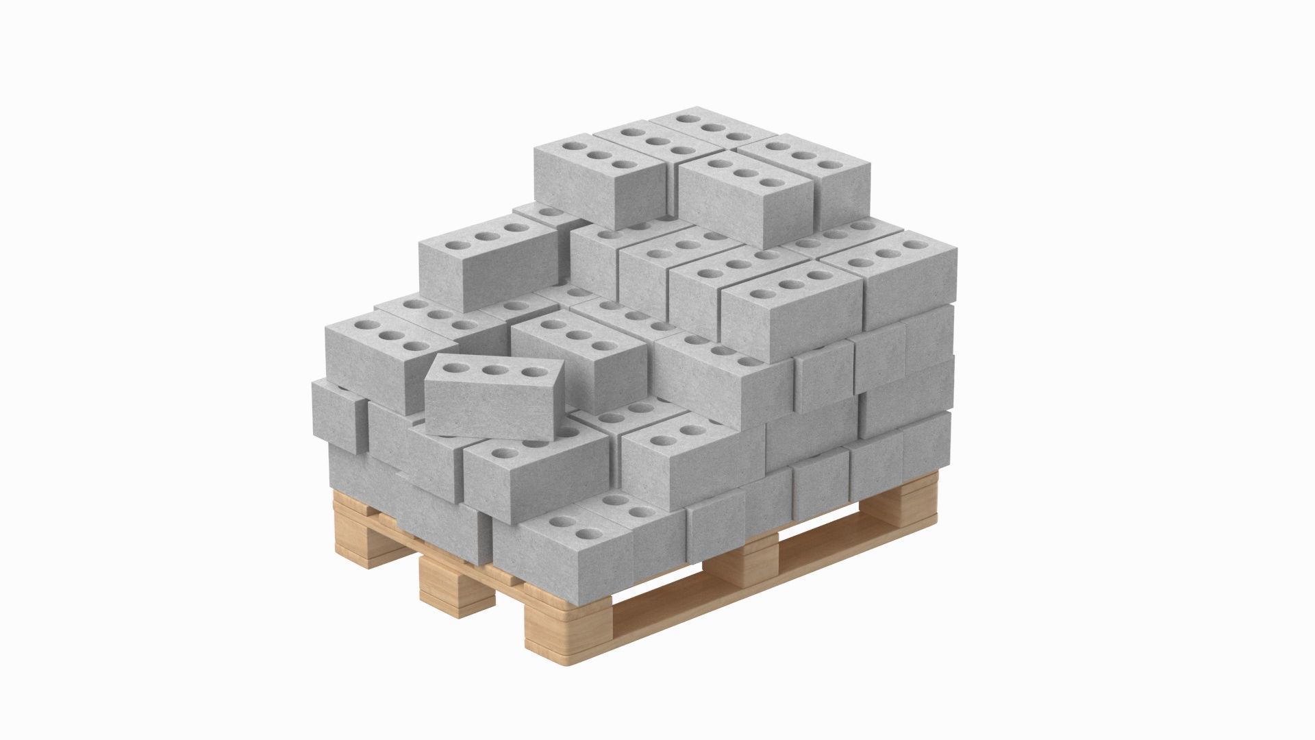 Concrete Bricks On Wooden Pallet 3D model_1