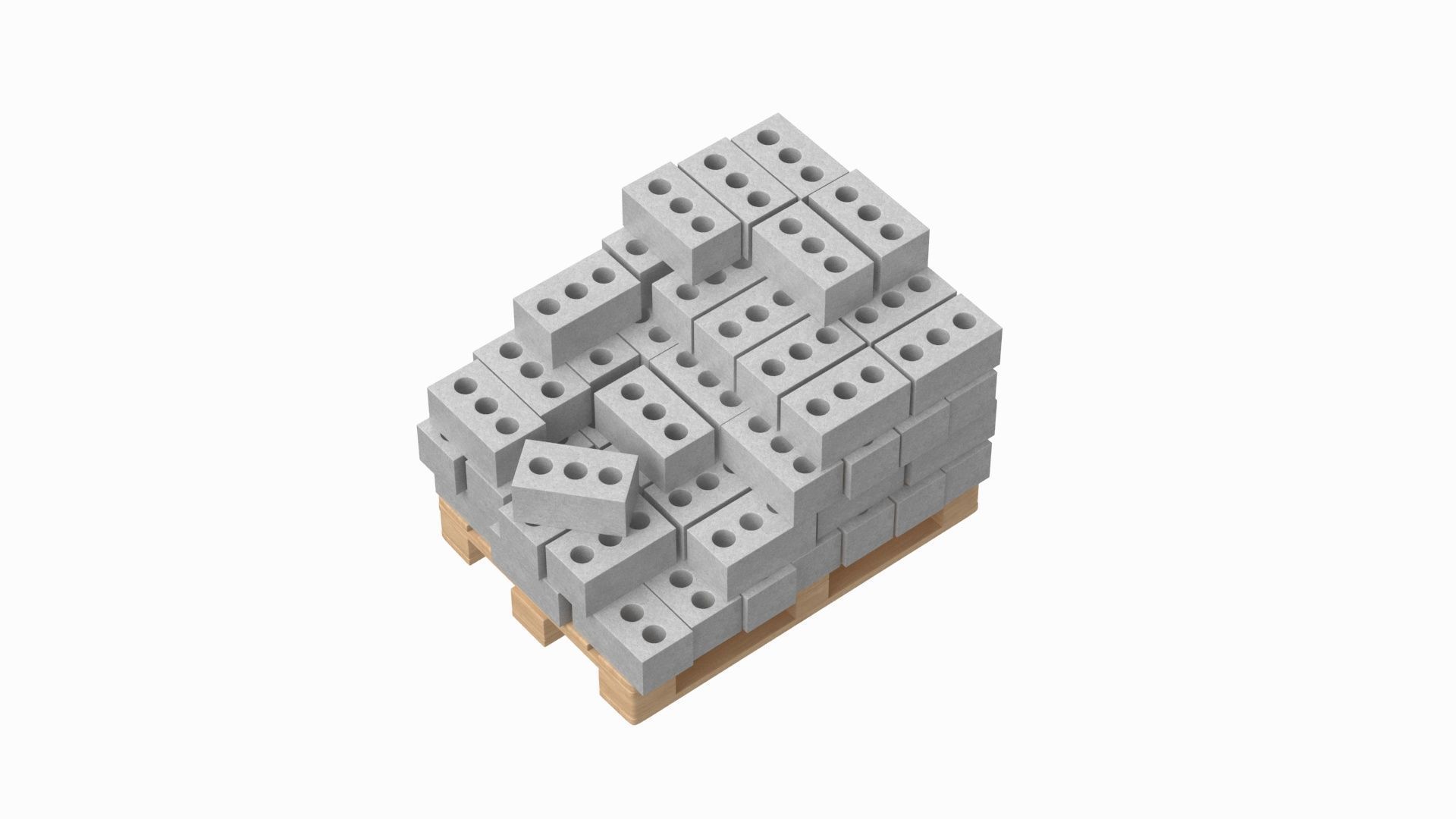 Concrete Bricks On Wooden Pallet 3D model_4