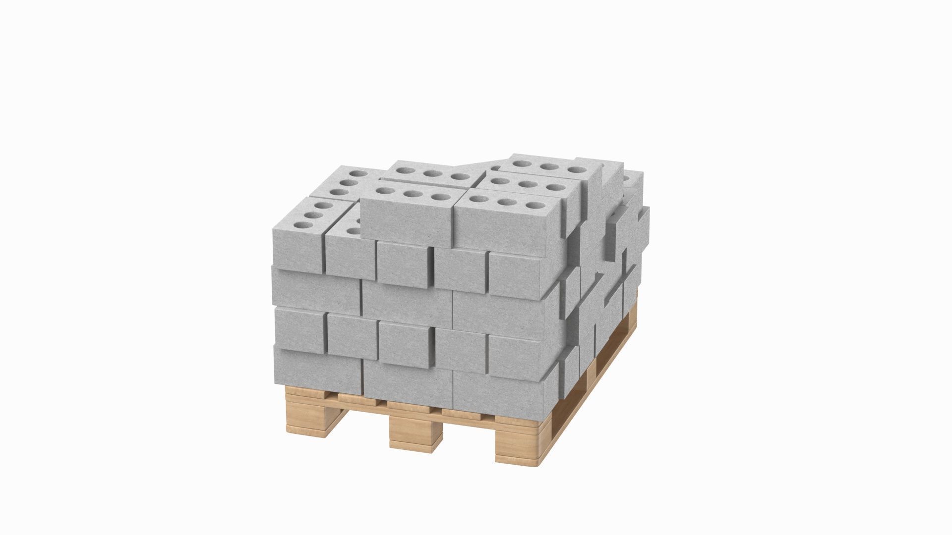 Concrete Bricks On Wooden Pallet 3D model_3