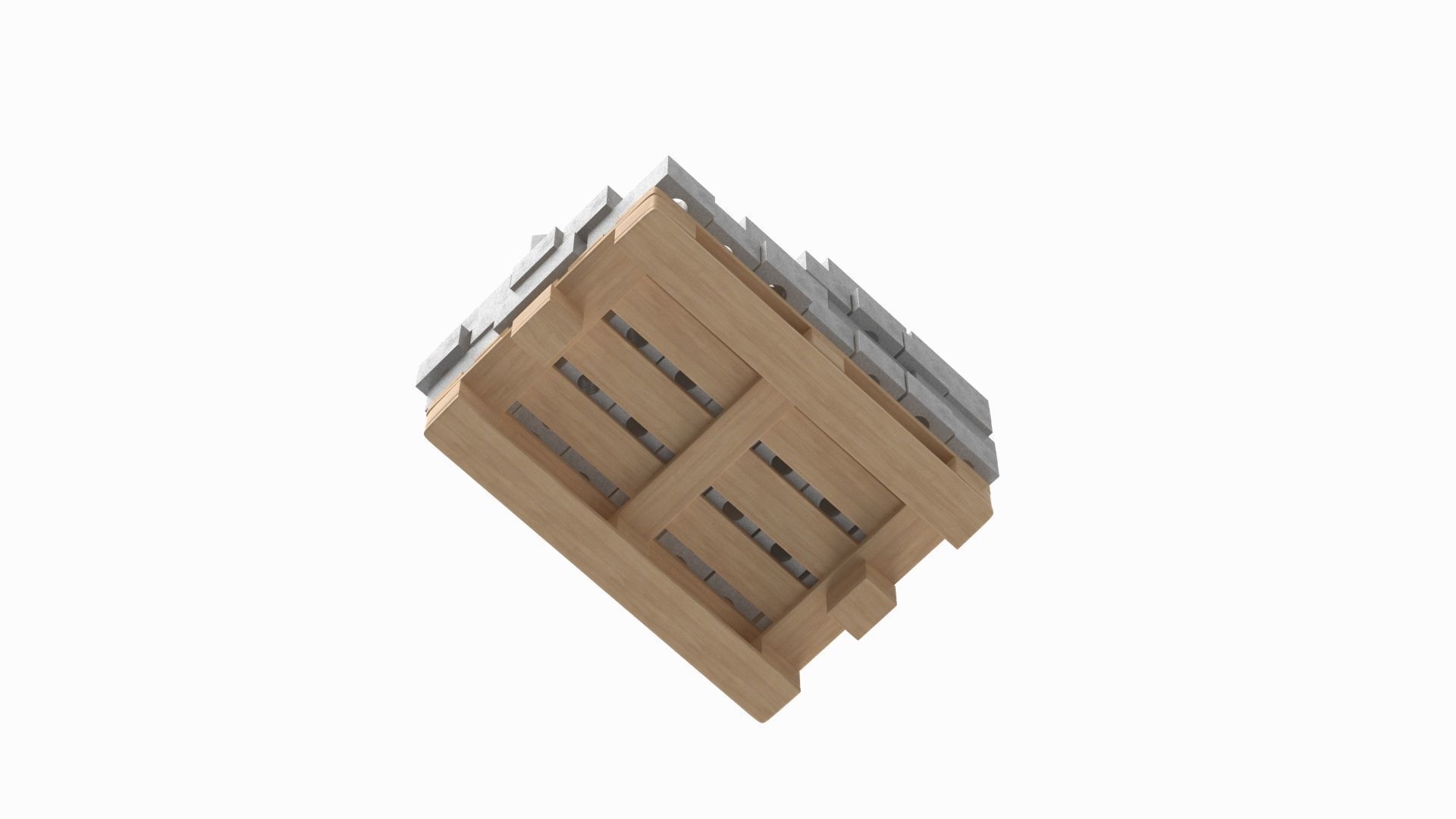 Concrete Bricks On Wooden Pallet 3D model_5