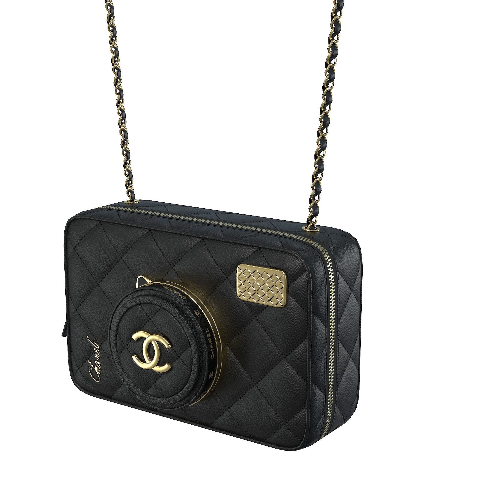 Camera Bag Black Low-poly 3D model_4