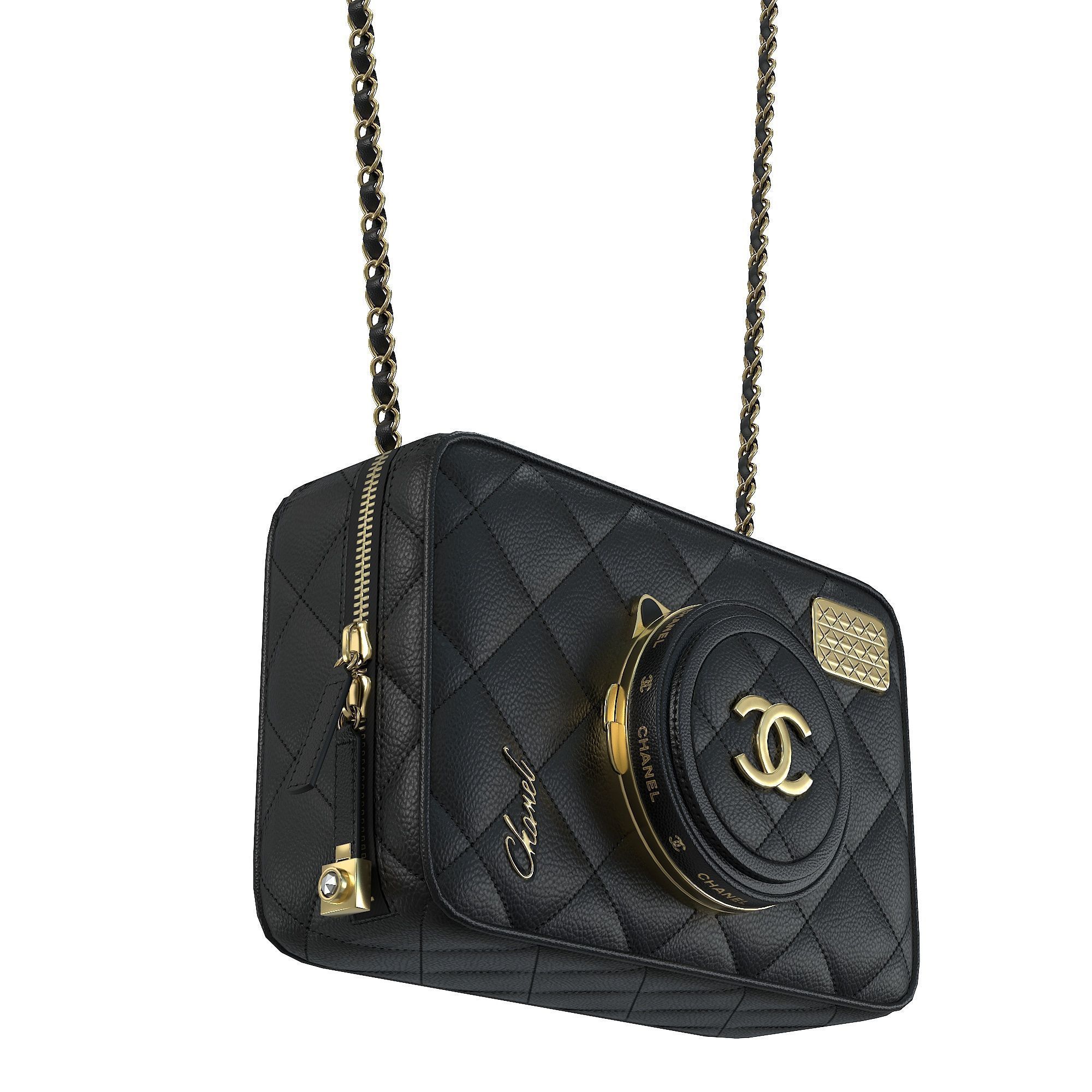 Camera Bag Black Low-poly 3D model_5