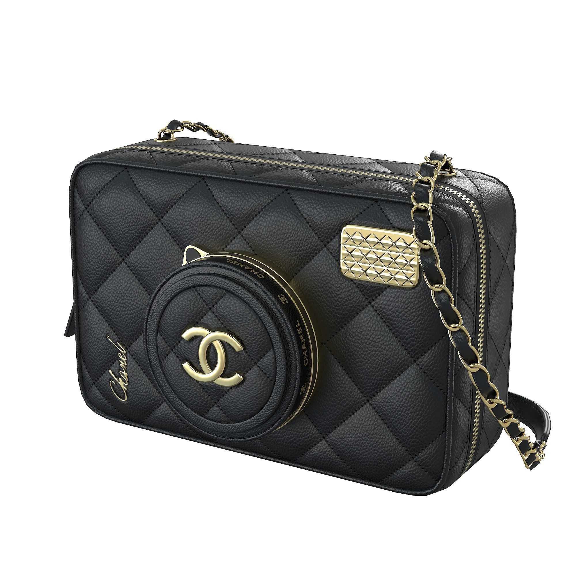 Camera Bag Black Low-poly 3D model_1