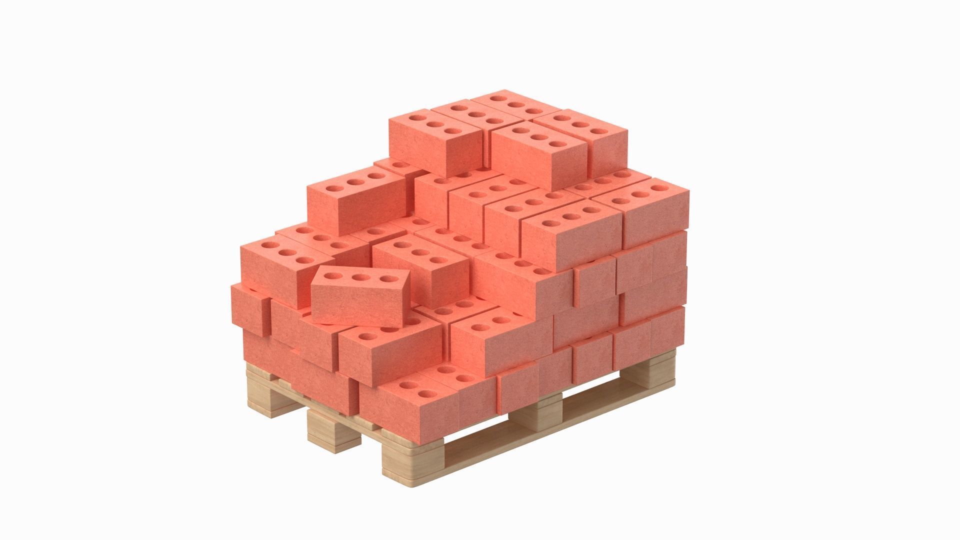 Bricks On Wooden Pallet 3D model_1