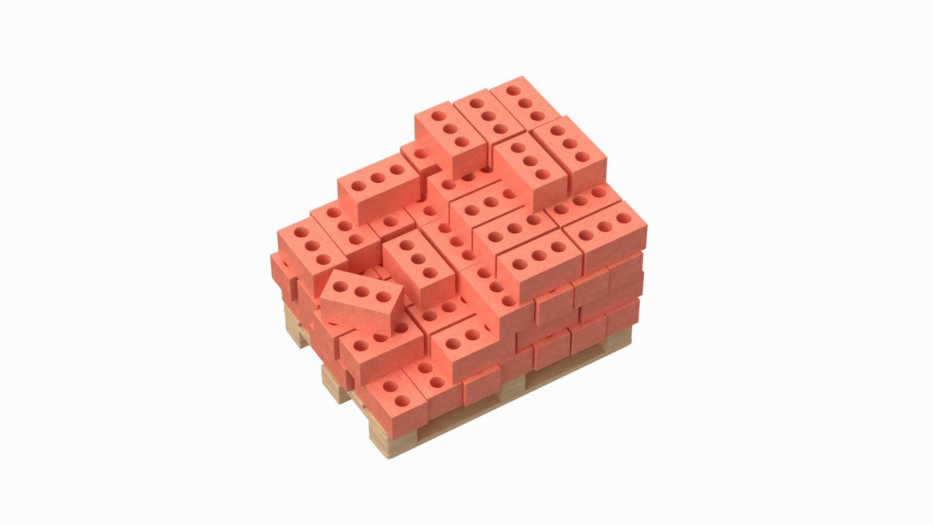 Bricks On Wooden Pallet 3D model_4