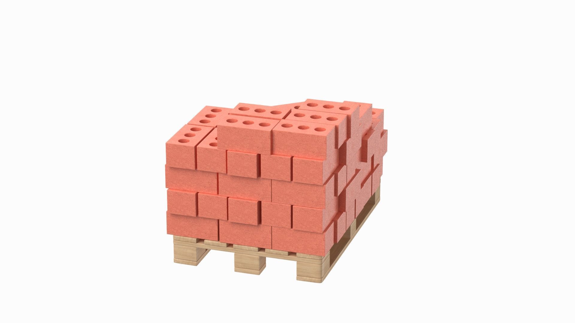 Bricks On Wooden Pallet 3D model_3