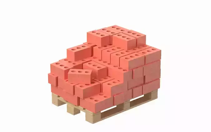 Bricks On Wooden Pallet 3D model