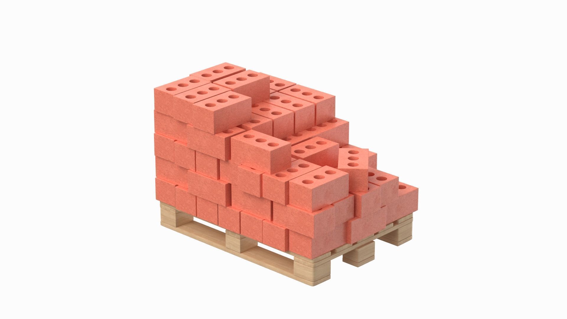 Bricks On Wooden Pallet 3D model_2