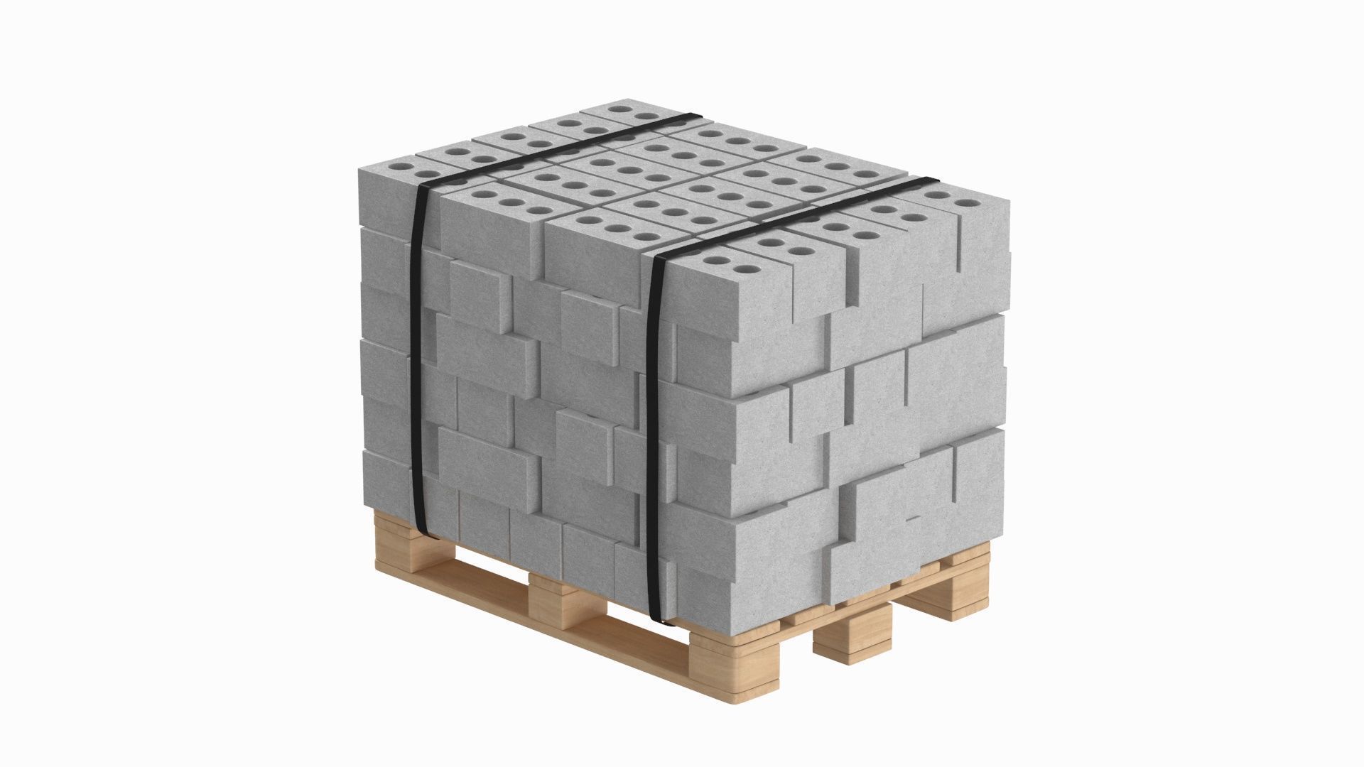 Bricks On Wooden Pallet 3D model_2