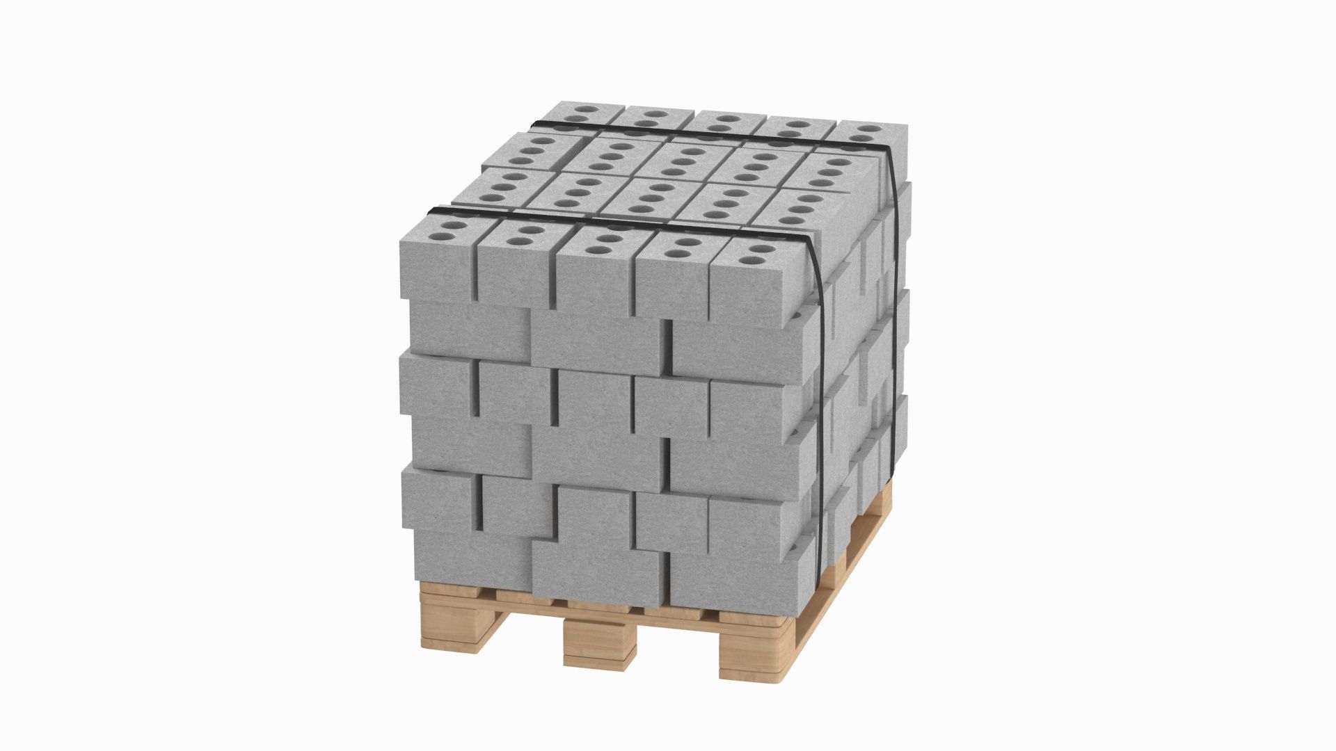 Bricks On Wooden Pallet 3D model_3