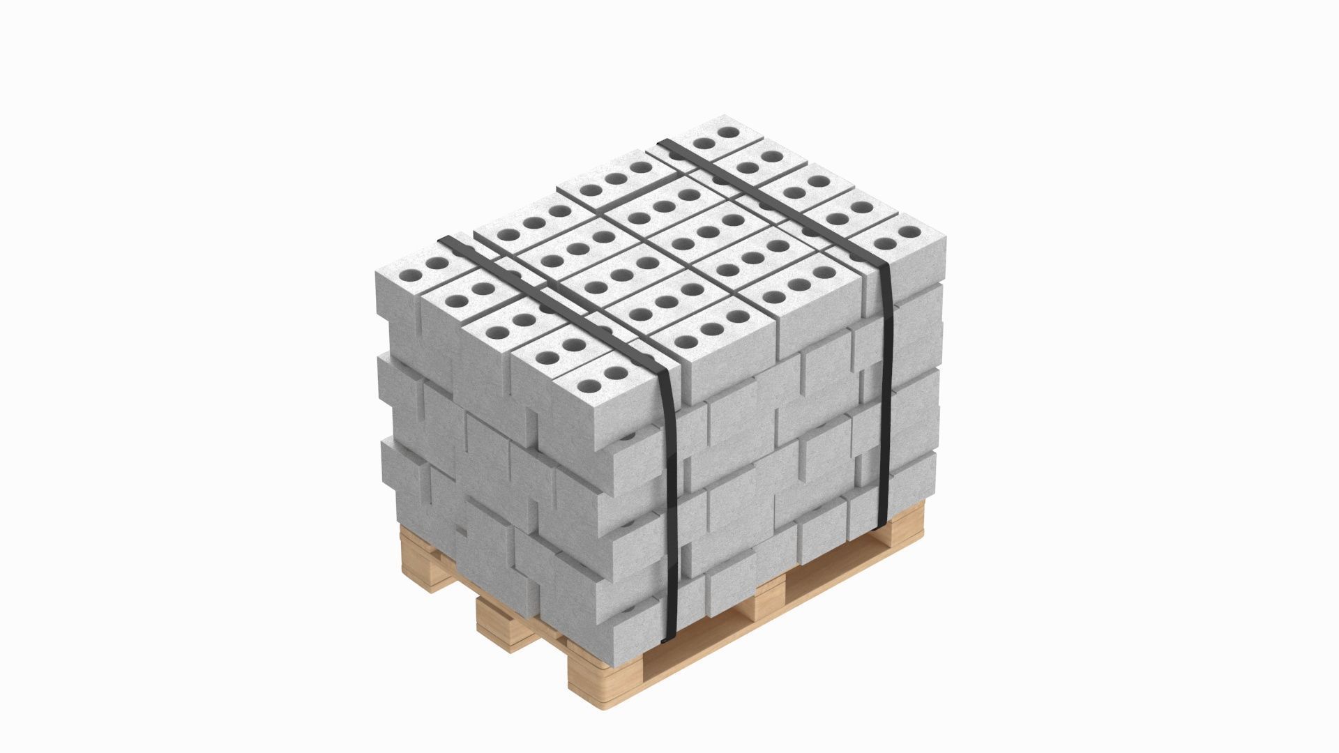 Bricks On Wooden Pallet 3D model_4