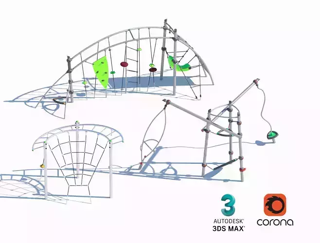 Dynamic Rope Playground Set with Climbing Frames 3D model Dynamic Rope Playground Set with Climbing Frames 3D model
