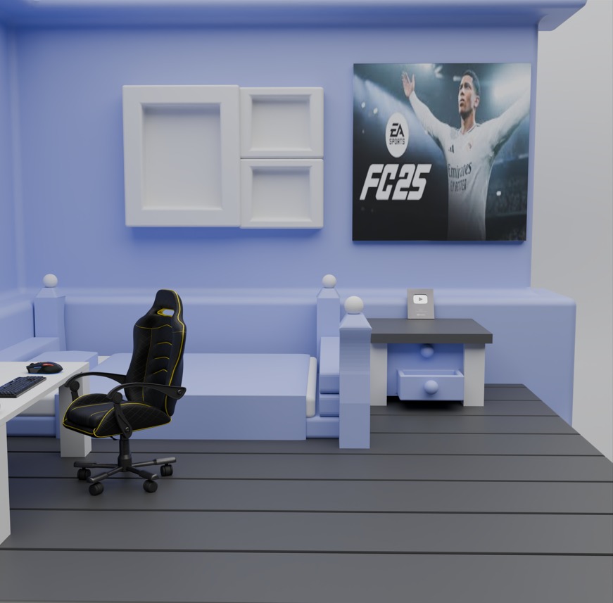modern gaming room 3D model_2