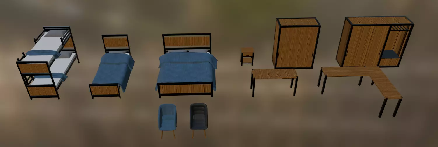 Industrial Bedroom Pack 3D model_0