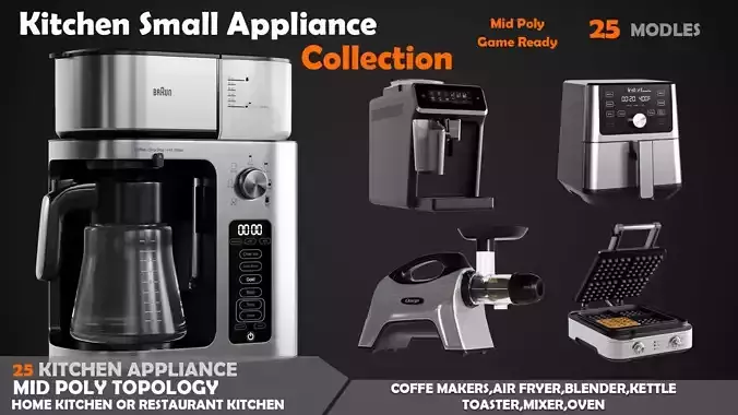 Kitchen Small Appliance Collection Low-poly 3D model