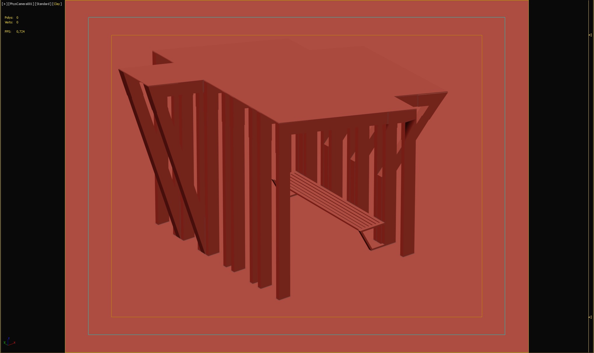Contemporary Wooden Pergola with Bench 3D model_5