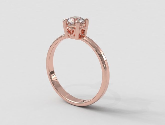 5mm Heart Engagement Ring 3D print model