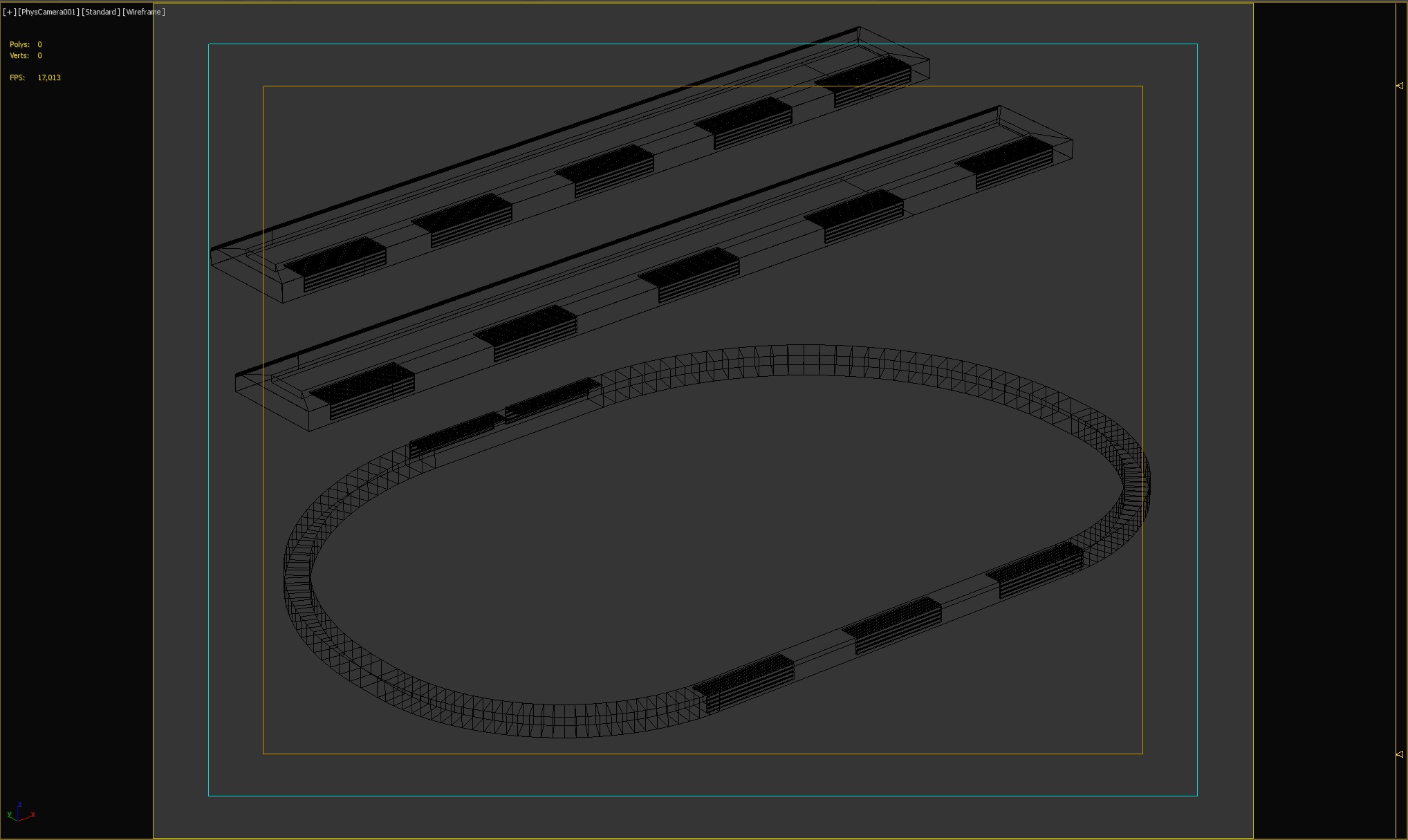 Concrete Bench Set with Integrated Wooden Seating 3D model_4