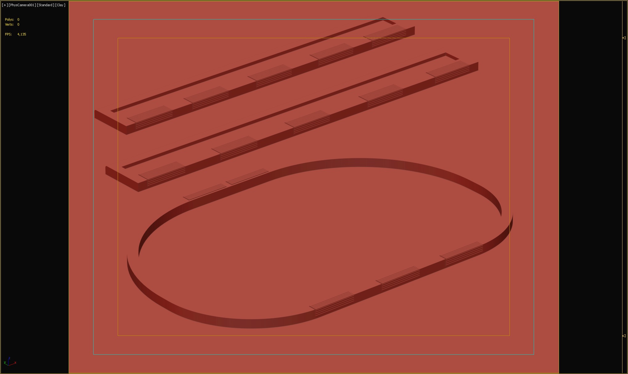 Concrete Bench Set with Integrated Wooden Seating 3D model_5