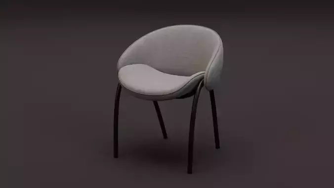 Round Chair Low-poly 3D model