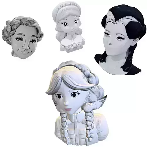 Stylized Female Character Bust Collection