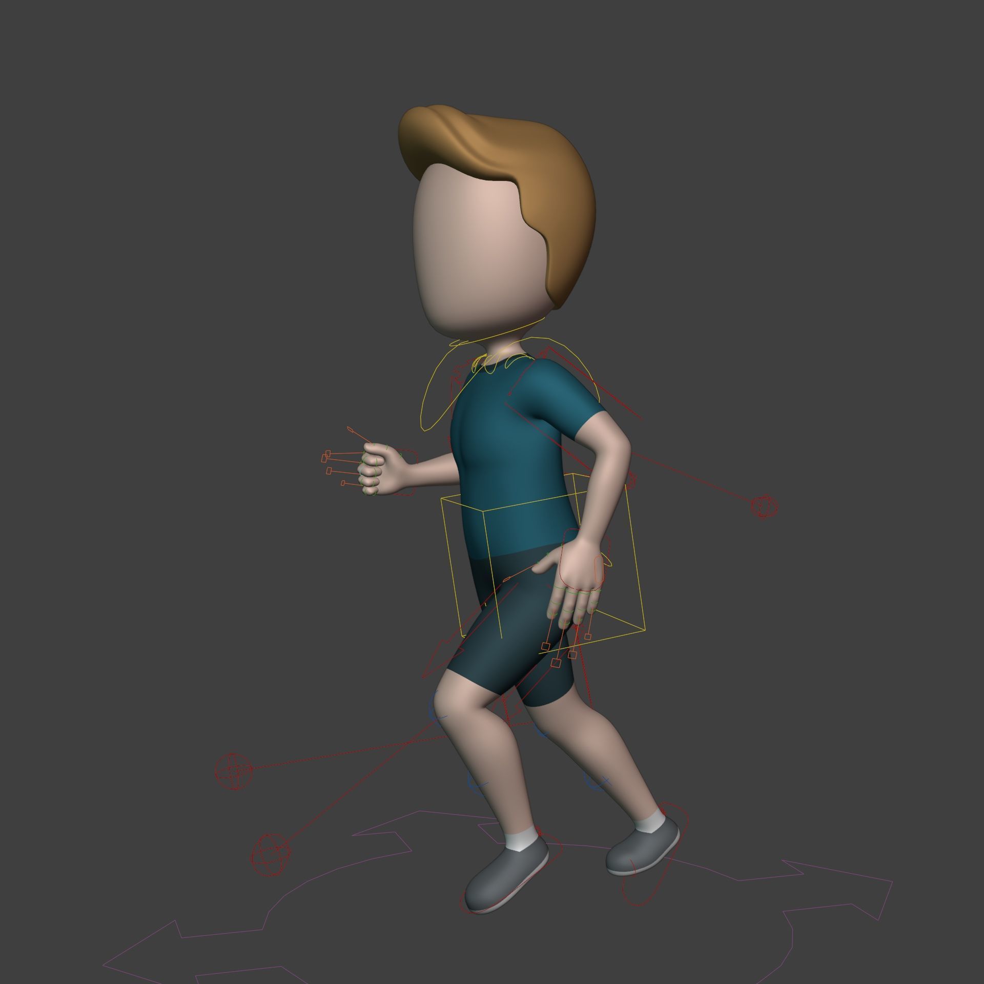 Cartoon Character Man - Boy - Stickman - Athlete - Fitness Coach Low-poly 3D model_2