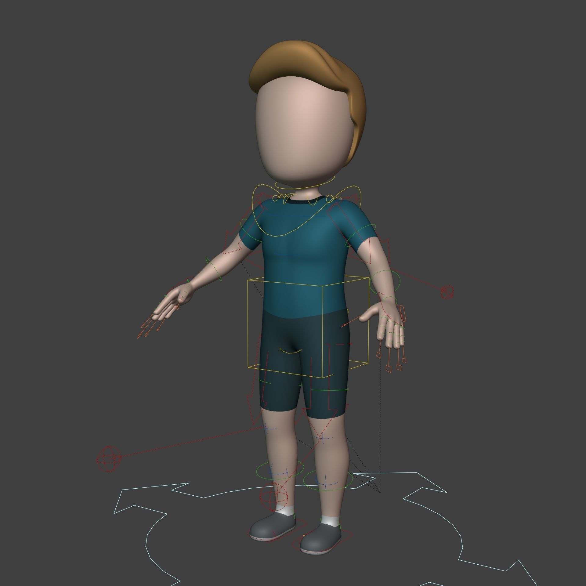 Cartoon Character Man - Boy - Stickman - Athlete - Fitness Coach Low-poly 3D model_3