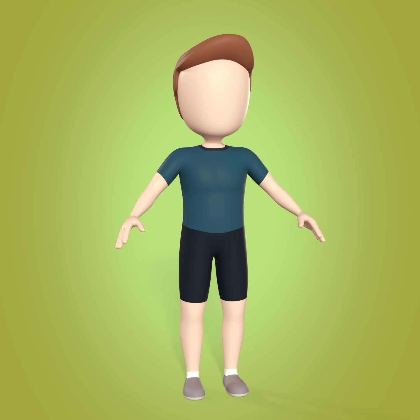 Cartoon Character Man - Boy - Stickman - Athlete - Fitness Coach Low-poly 3D model_1