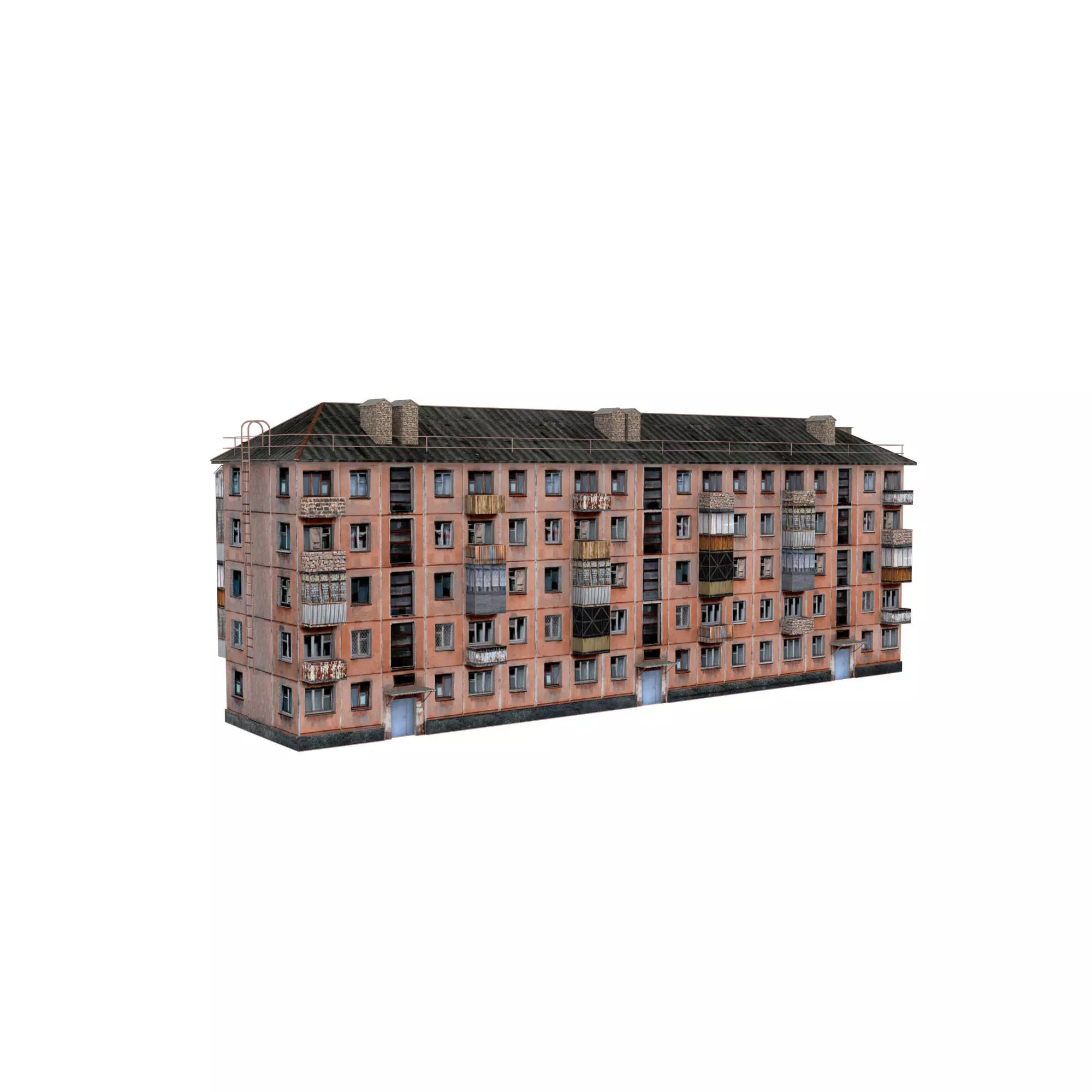 Building old soviet PBR texture Low-poly 3D model