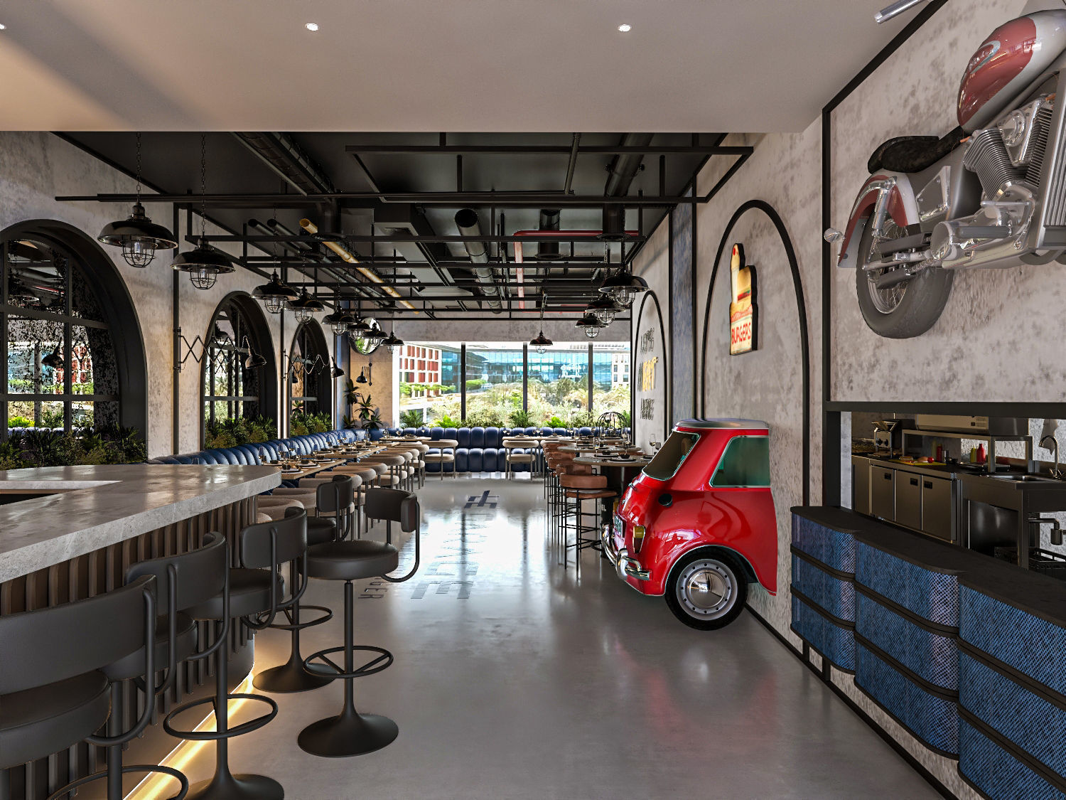 Restaurant and bar interior scene 3d model 3D model_1