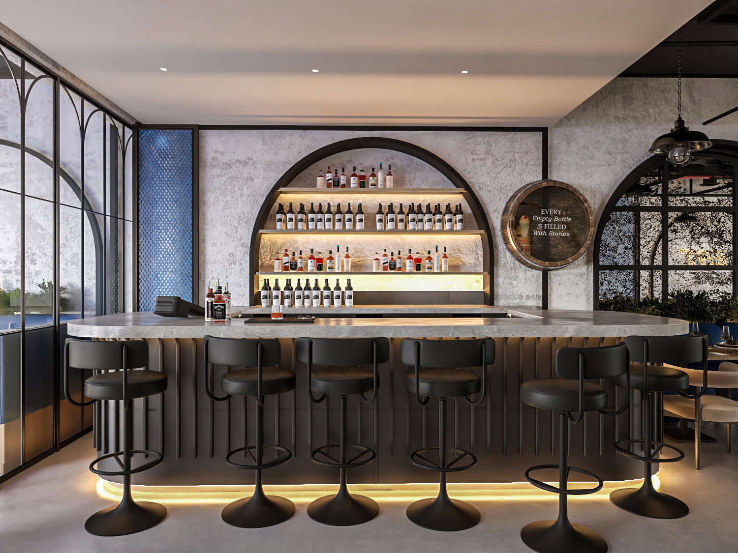 Restaurant and bar interior scene 3d model 3D model_4